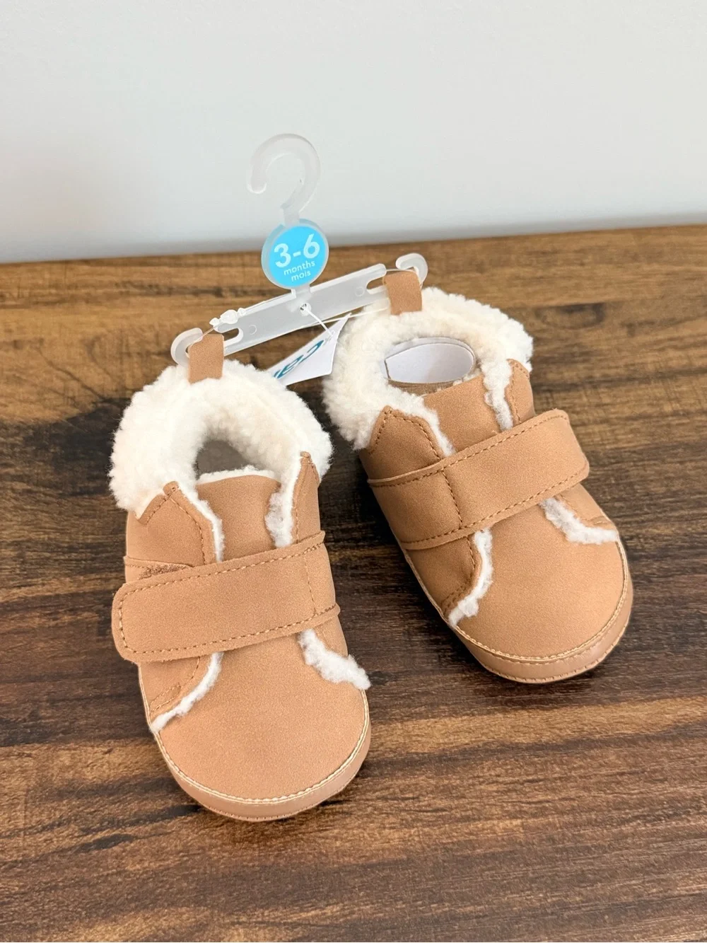 Carter's Tan Faux-Suede Sherpa-Lined Baby Booties 3-6 months